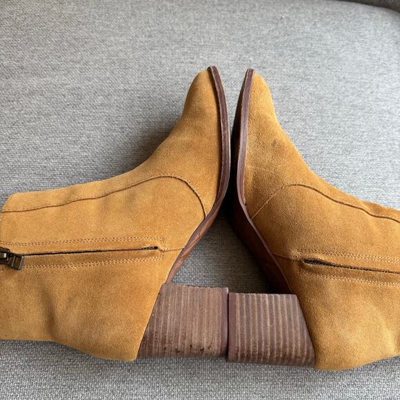 Madewell Chelsea Boot Lather Brown Tan Suede Block Heel Women’s Sz 8.5 - Picture 6 of 12